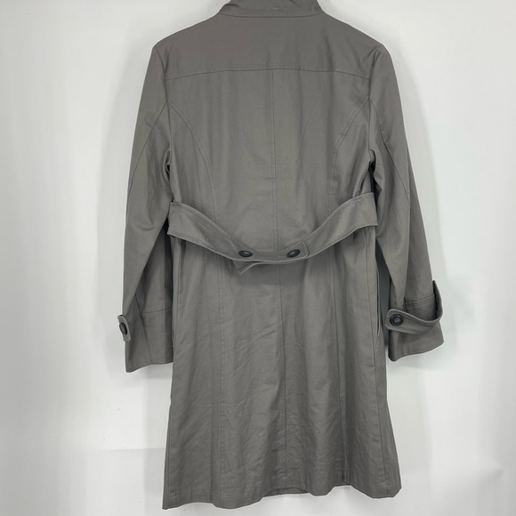 New Garnet Hill grey gray cotton midi trench 100% cotton size 6 medium coat - Picture 3 of 6